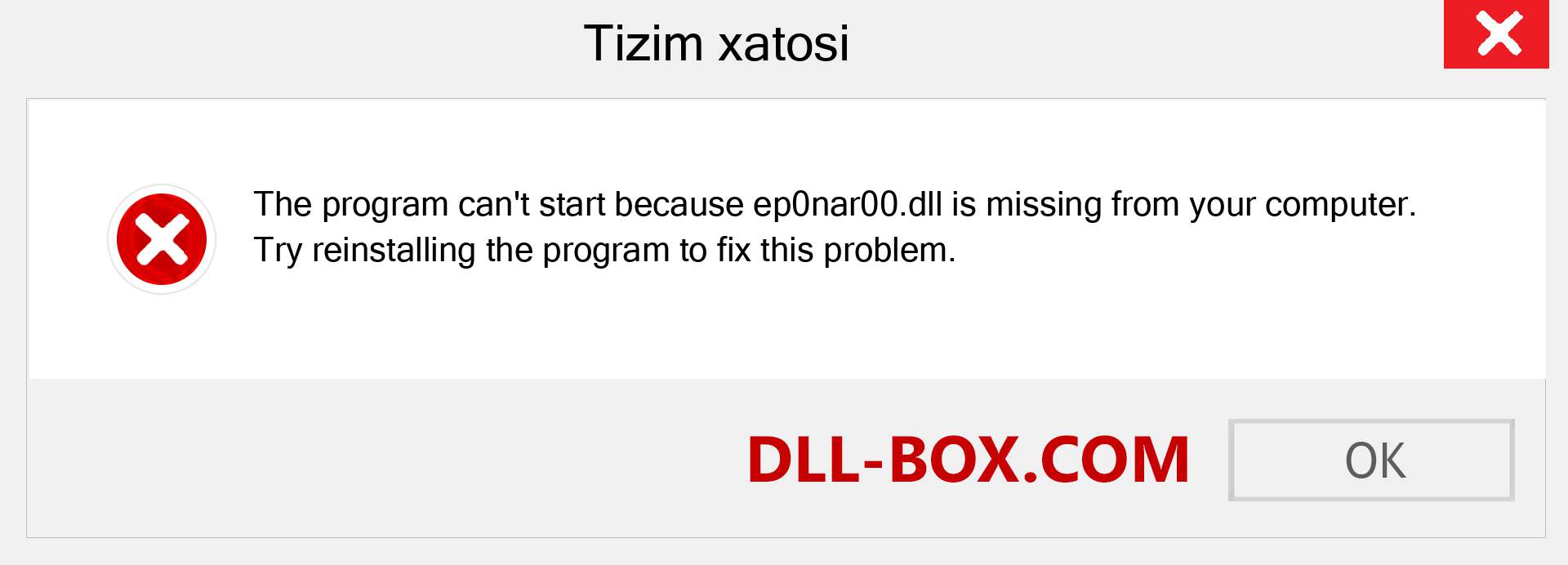 ep0nar00.dll fayli yo'qolganmi?. Windows 7, 8, 10 uchun yuklab olish - Windowsda ep0nar00 dll etishmayotgan xatoni tuzating, rasmlar, rasmlar